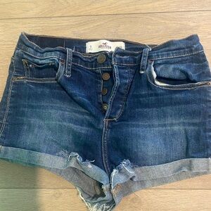 Hollister Dark Blue Button-Fly Jean Shorts Y2K Beach party Daisy Dukes Size 29